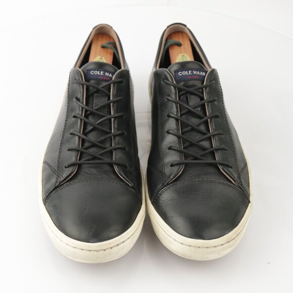 Cole Haan Mens Trafton Sneaker Size 10 Black Leather Lace Up Casual Shoe Low Top - Picture 2 of 11